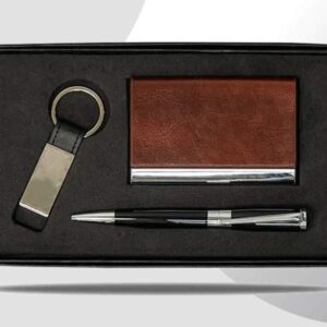 <b>Pelman Cardcase set </b>  With business card case, triangle body ball point pen & metal keychain