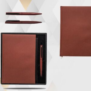 <b>Premium Notebook Set (Brown)</b>  A5 notebook with matching pen