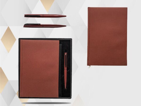 <b>Premium Notebook Set (Brown)</b>  A5 notebook with matching pen