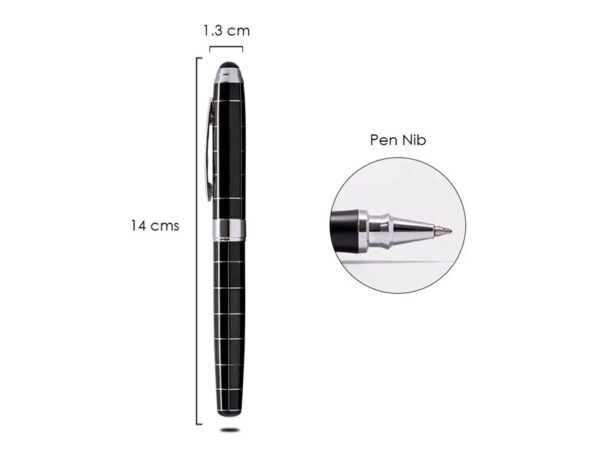 <b>Argyle - Black</b>Roller pen with silver grid design - Image 2