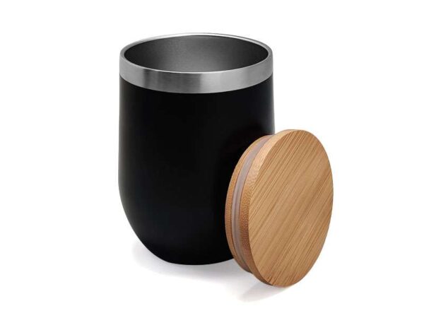<b>B-URT</b> Stainless steel double wall cup with bamboo lid - Image 4