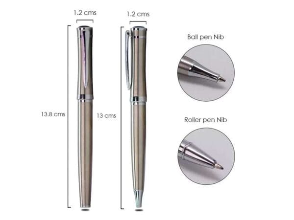 <b>Baronet pen set</b><br>Silver-body roller pen with matching ball pen - Image 2