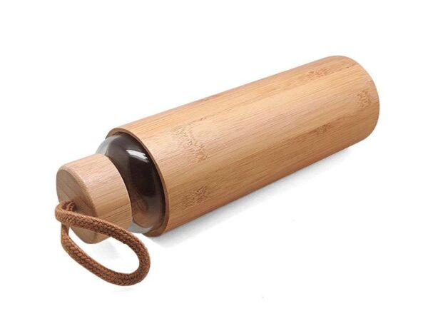 <b>Bristem</b> (550ml) ♻️<br>Eco friendly glass borosilicate bottle with bamboo sleeve and lid - Image 2