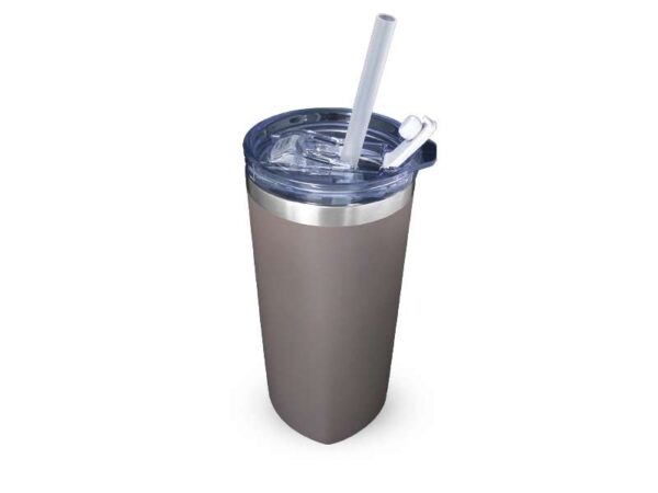 <b>Sqrambler - Grey </b>(630ml) <br>Stainless steel tumbler with straw - Image 2