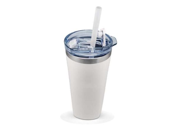 <b>Sqrambler - White </b>(630ml) <br>Stainless steel tumbler with straw - Image 2