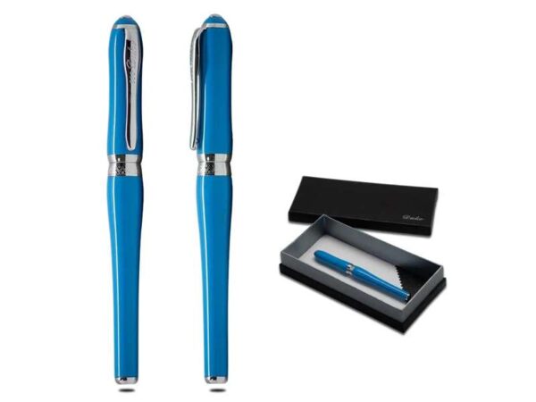 <b>Duke Lady blue</b> Pen with a silver chrome strimming