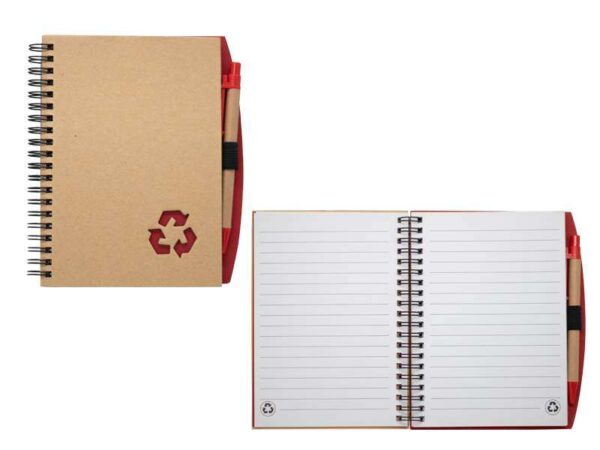 <b>Ecohelix - Red</b>♻️ Spiral binded A5 notebook & a matching pen - Image 3