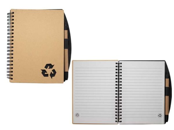 <b>Ecohelix - Black</b>♻️ Spiral binded A5 notebook & a matching pen - Image 3