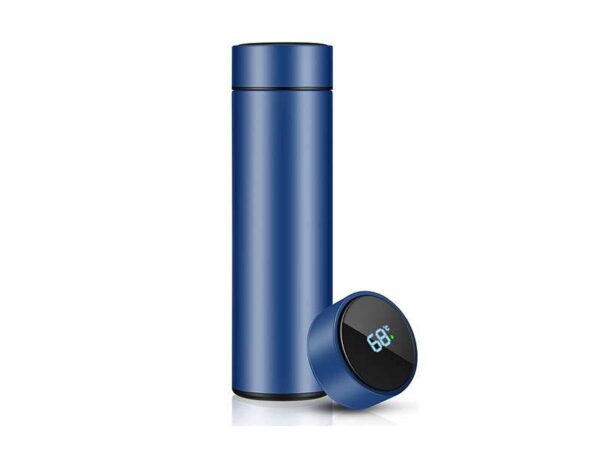 Flacon — Blue (500ml) Stainless steel bottle with temperature display
