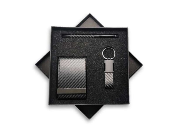 <b>Carfi Gift set </b> <br> With leatherette card holder, pen, & keychain