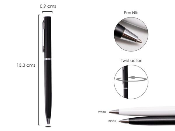 <b> Lean - Black</b>  Thin metal pen with chrome ring - Image 2