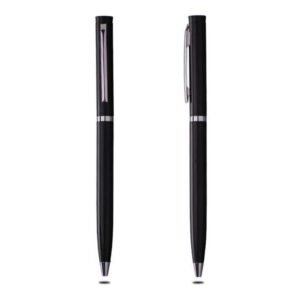 <b> Lean - Black</b>  Thin metal pen with chrome ring