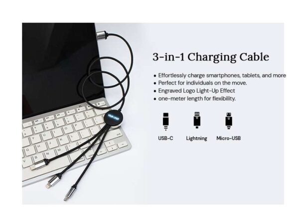 <b>Longman's 3-in-1 </b><br>Light up Logo Charging Cable - Image 3