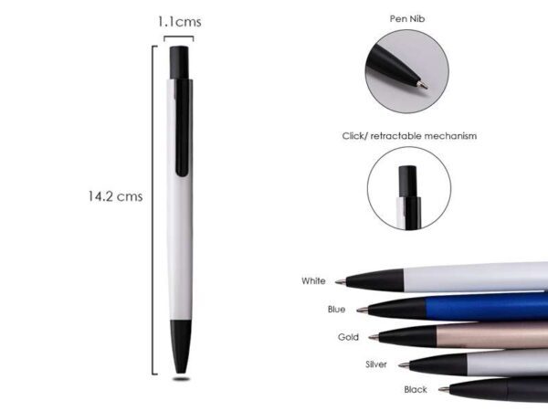 <b>Prisma - White</b>  Triangle body ball point metal pen - Image 2