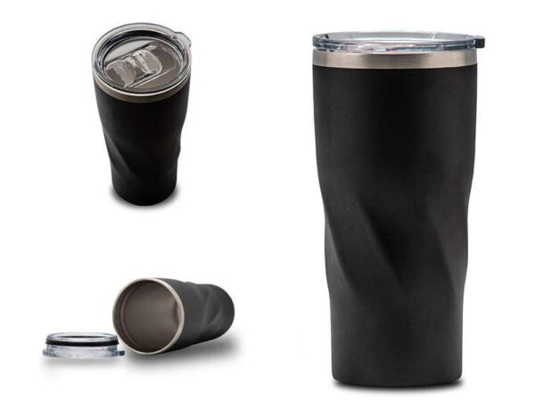 <b>Wrambler - Black</b>(500ml) Double walled stainless steel thermal mug