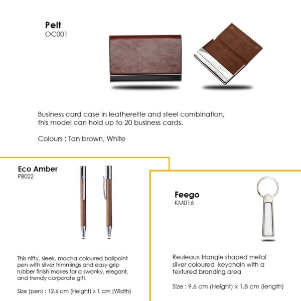 <b>Pelamber Gift set</b> With Business card case, ballpoint pen with silver trimming, & keychain - Image 2