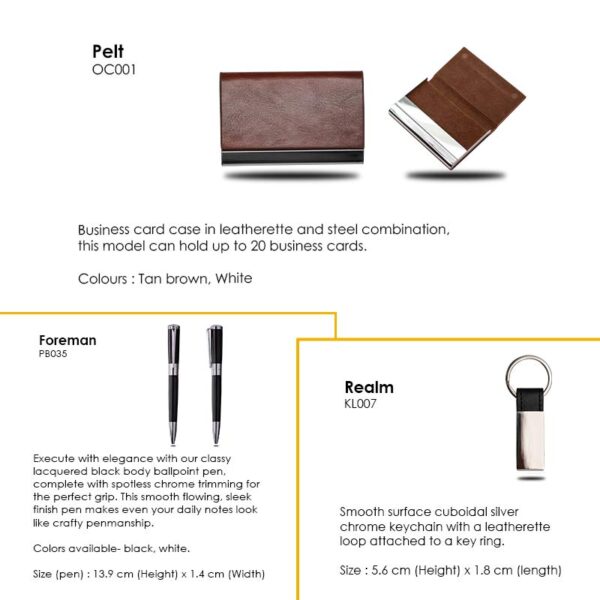 <b>Pelman Cardcase set </b>  With business card case, triangle body ball point pen & metal keychain - Image 2