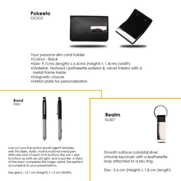 <b>Pokebond Gift set </b> With Leatherette Card case multi-functional metal pen & keychain - Image 2