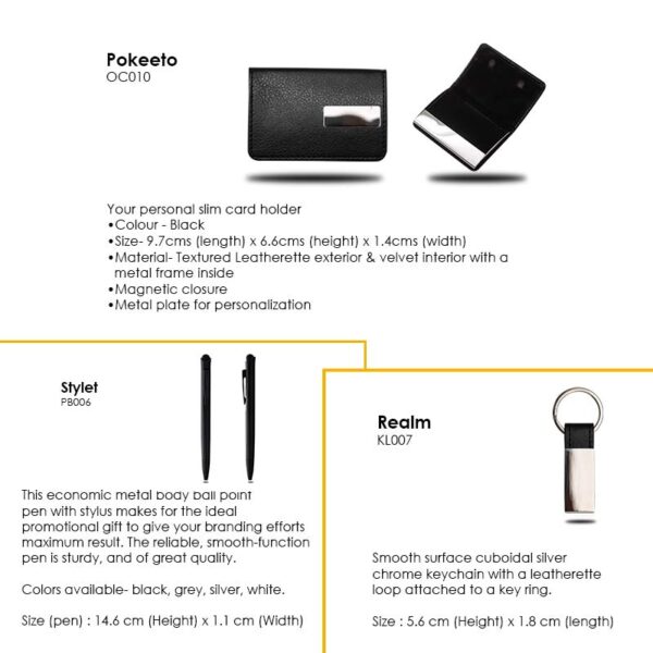 <b>Poket Cardcase set </b>   With slim Leatherette Card case, Stylet pen & keychain - Image 2