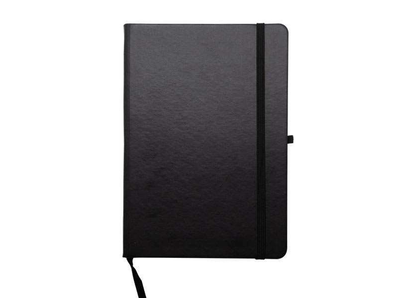 Black notebook with elastic band